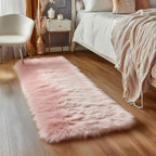 Goolela Pink Fluffy Fuzzy Furry Runner Rug 2X6 Light Pink Faux Sheepskin Fur Rug - Image 2