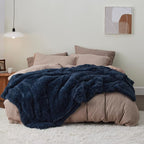 Bedsure GentleSoft Fluffy Navy Blue Blankets Queen Size - Image 6