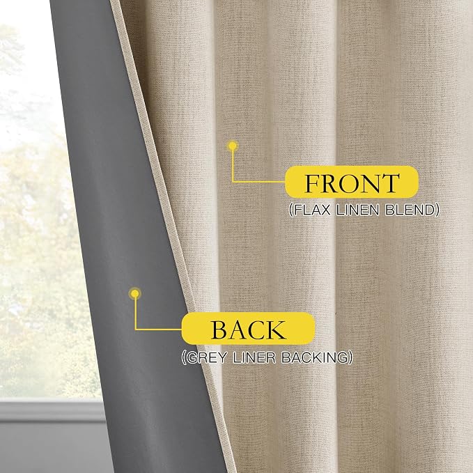NICETOWN Cream 100% Blackout Short Curtains 63 inches Lenghth Burg - Image 7