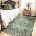 Area Rugs 4'x6' Washable Non-Slip, Floral Vintage Distress Print Pattern - Image 2