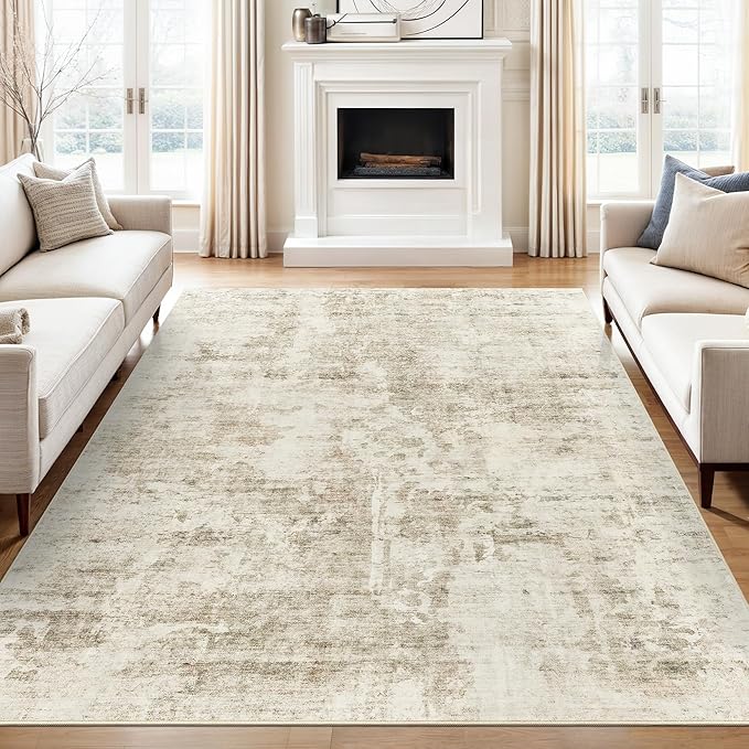 6x9 Abstract Area Rugs for Living Room 6 x 9 Washable Non Slip Low Pile Gray by Soalmost
