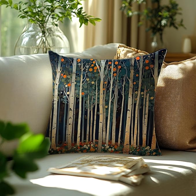 Rustic William Morris Inspired Autumn Forest Decor Pillow Covers 18x18 - Image 3