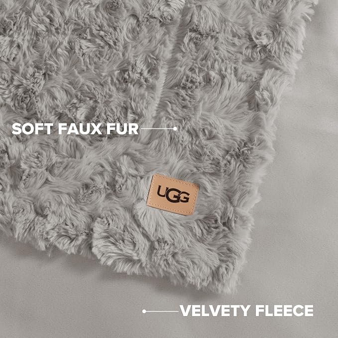 UGG Adalee Faux Fur Full/Queen Blanket, Double-Sided Fluffy Blanket, Cozy - Image 3
