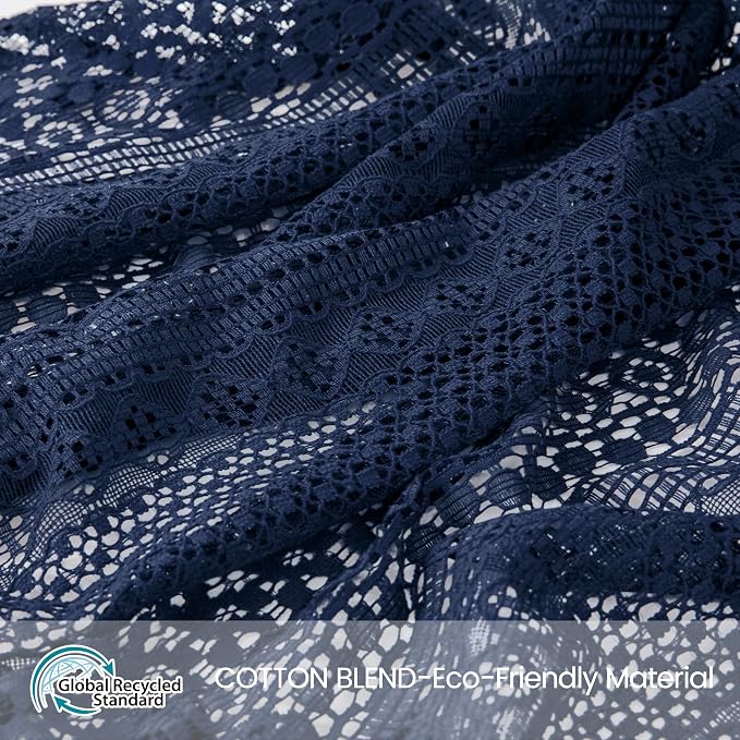 WAZZIO Boho Lace Curtains 84 Inches 2 Panel, Light Filtering Privacy Tassel & - Image 2