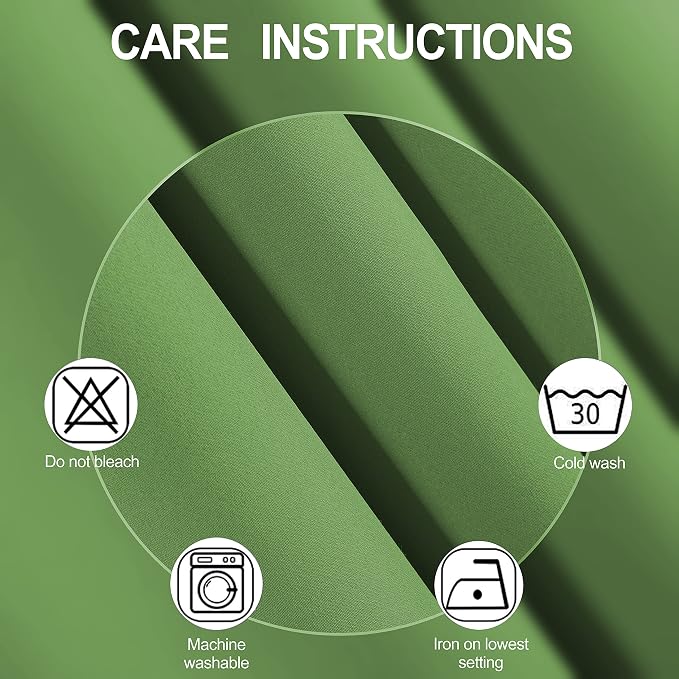 LEMOMO Light Green Blackout Curtains 38 x 54 Inch Length/Set of 2 Curtain - Image 4
