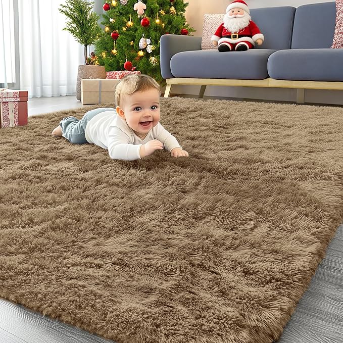 OLANLY Area Rugs for Living Room Bedroom, Machine Washable 4x5.9 ft Soft Fluffy by OLANLY