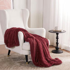 Bedsure GentleSoft Fuzzy Sherpa Faux Fur Twin Blanket Burgundy Red Cozy Gifts - Image 6