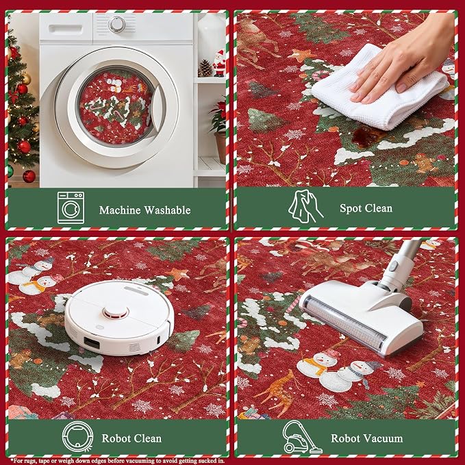UERMEI Christmas Area Rug Living Room Rugs: 5x7 Neutral Modern Washable Festive - Image 4