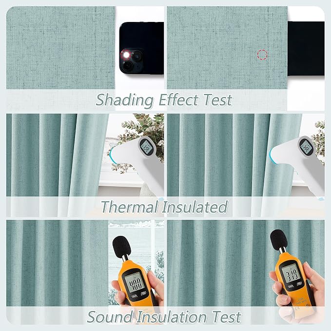 Guken 100% Blackout Linen Curtains 72 Inch Length 2 Panels Set - Image 5