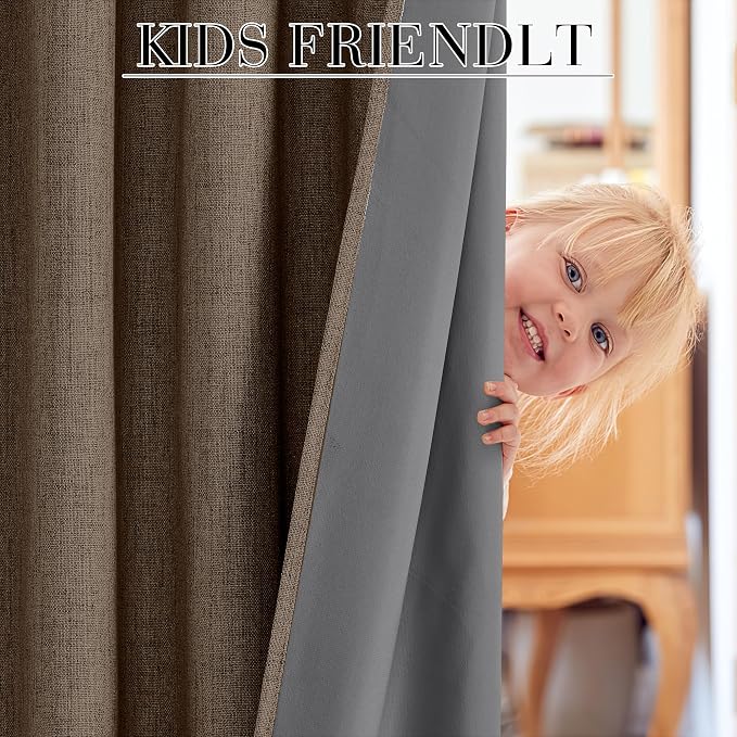 RYB HOME Coffee 100% Blackout Short Curtains 52 Width 45 inch Length, Light - Image 5
