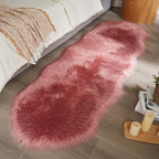 AMTOVO Faux Sheepskin Rug, Blush Pink Ultra Soft Fluffy Shag Area Rug, 2 x 6 ft - Image 2