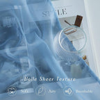 NICETOWN Stone Blue Sheer Curtains 108 inches Long, Grommet Top Elegant Voile - Image 4