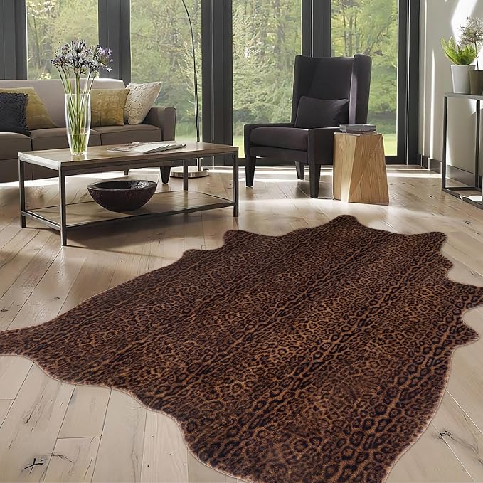 Faux Antelope Cheetah Print Rug, Leopard Rug 6.2x8.2 Faux Animal Print Skin by WARMHAVEN