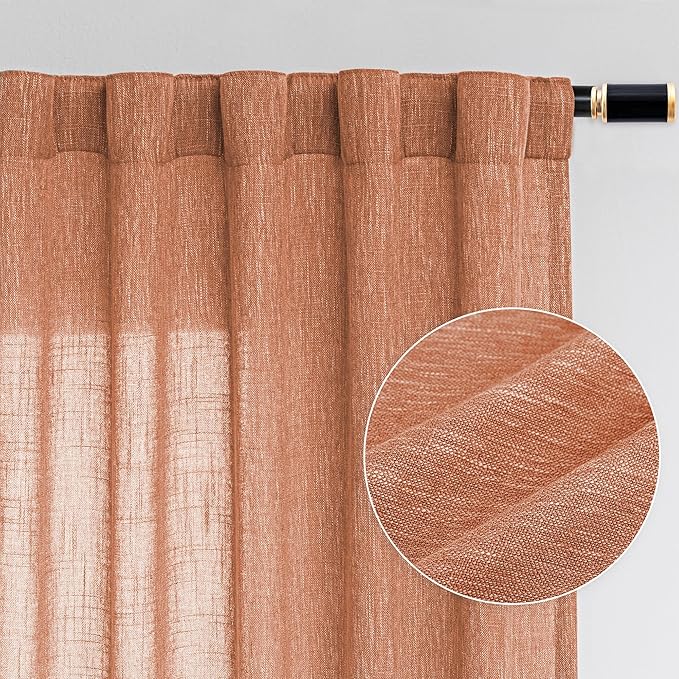 MYSKY HOME Floor Length Burnt Orange Curtains 95 Inch Long Panels, Boho by MYSKYHOME