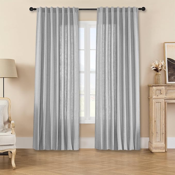 Joydeco Linen Curtains for Living Room, Light Filtering Rod Pocket Back Tab - Image 2