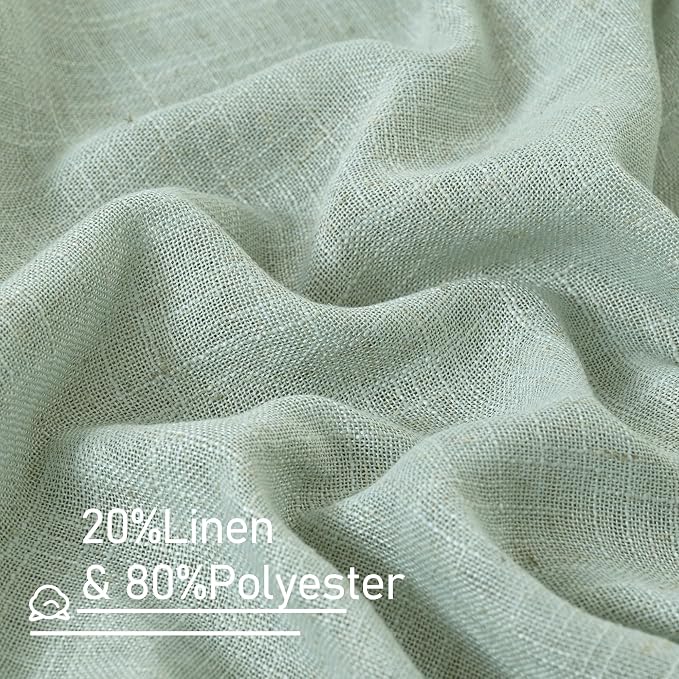 LAMIT 63 Inch Semi Sheer Linen Curtains, Light Filtering Panels Back Tab and - Image 2