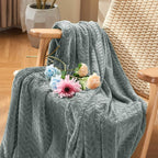 inhand Grey Leaves Pattern Throw Blanket - Image 2