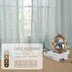LAMIT Light Filtering Linen Curtains 24 Inch Length 2 Panels, Semi Sheer Window - Image 4