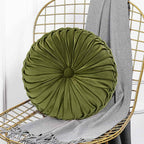 HIG Set of 2 Decorative Round Pleated Throw Pillows, Classy Accent Pumpkin - Image 5