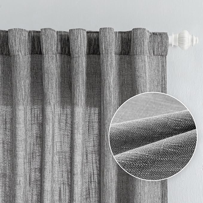MYSKY HOME 95 Inch Curtains Farmhouse Light Filtering Privacy Curtain Drapes - Image 9