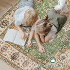 Area Rug 5x7 Washable Rug, Vintage Boho Medallion Rugs Non-Slip Soft Low Pile - Image 4