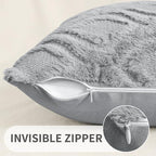 decorUhome Throw Pillow Covers 20x20 Inch Set of 2, Soft Plush Faux Wool Grey - Image 3