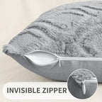 decorUhome Throw Pillow Covers 22x22 Inch Set of 2, Soft Plush Faux Wool Grey - Image 3