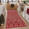 Christmas Runner Rug 2x6 Washable Rugs, Boho Christmas Tree Snowflake Rug by VECARF