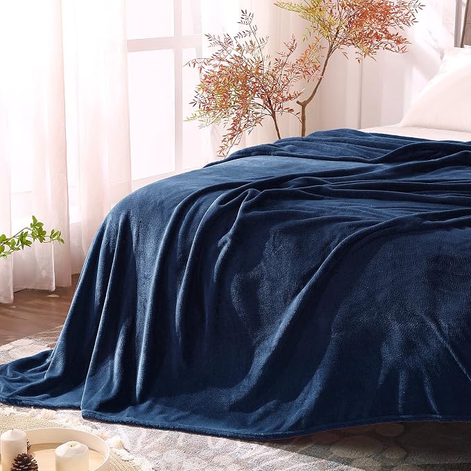 BEDELITE Fleece Blanket Twin Size Navy Blue Throw Blankets - Image 6