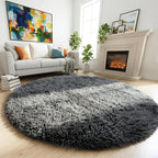 Grey Round Rugs 5Ft for Living Room Bedroom Aesthetic, Fluffy Fuzzy Shag Shaggy - Image 3