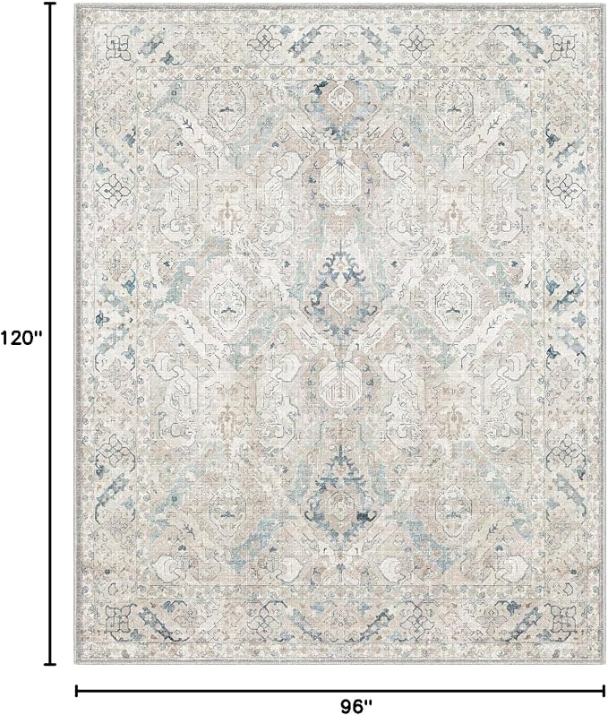 8x10 Area Rugs for Living Room, Machine Washable Non Slip Vintage Retro Rugs - Image 3