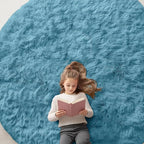 OLANLY Slate Blue Round Rugs for Bedroom - Image 7