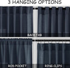 Nanspring Vintage Blue Linen Curtains 102 Inches Long Rod Pocket Back Tab - Image 2