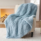 Bedsure GentleSoft Fluffy Light Sky Blue Throw Blanket, Dusty Baby Blue Decor - Image 8