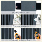 Guken Vintage Blue 100% Blackout Linen Curtains 72 Inch Length 2 Panels Set - Image 5