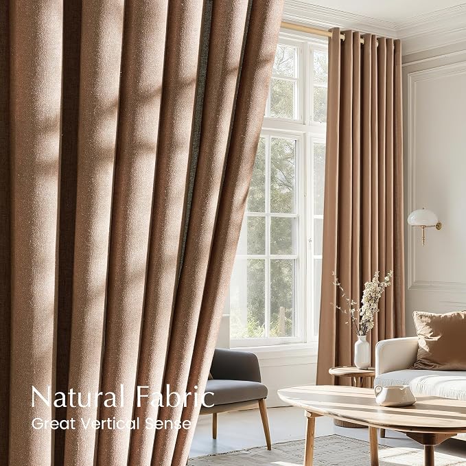 NICETOWN Linen Gold Brown Curtains - Image 5
