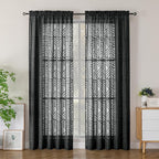 Simplebrand Semi Sheer Black Curtains 84 Inches Long 2 Panels, Light Filtering by Simplebrand