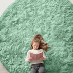 OLANLY Mint Green Round Rugs for Bedroom by OLANLY