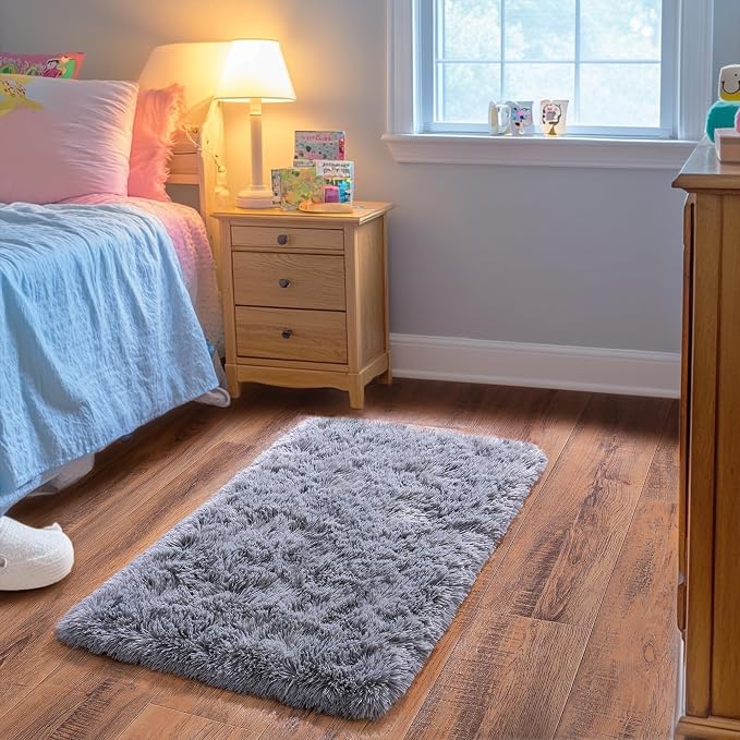 Small Rugs for Bedroom, Fluffy 2x3 Rug Throw Non Slip for Bedside Dorm Kids Room - Image 4