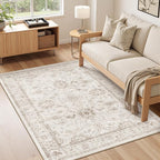 Madane Washable Area Rug 4x6, Low Pile Stain Resistant Vintage Area Rugs - Image 2