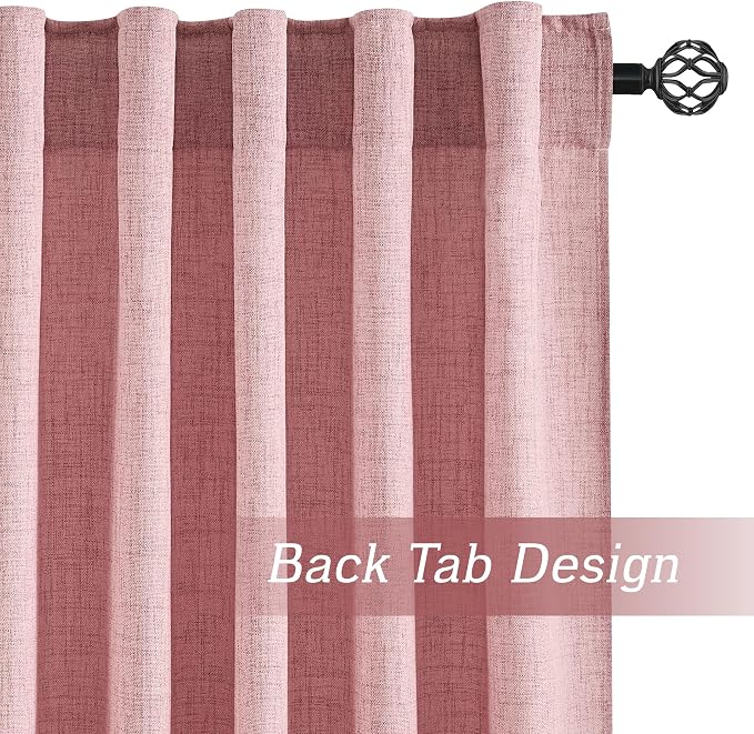 RYB HOME Living Room and Bedroom Curtains and Drapes Linen Sheer, Light - Image 3