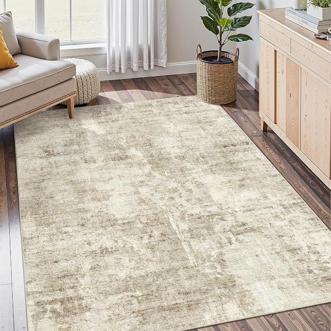 6x9 Abstract Area Rugs for Living Room 6 x 9 Washable Non Slip Low Pile Gray - Image 9