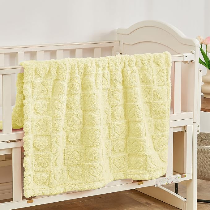 Yurhap Fleece Baby Blanket Heart Checkered Blanket, Ultra Soft Cozy Baby - Image 2