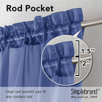 Simplebrand Royal Blue Sheer Curtains 72 Inches Long 2 Panels - Image 2