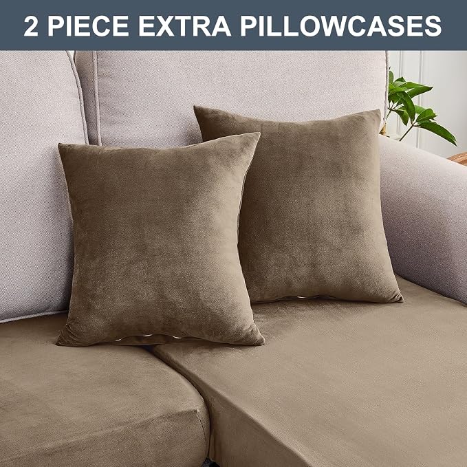 Couch Cover 3-Piece Elastic Velvet Couch Cushion Covers & Chaise Slipcovers - Image 5