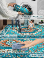 SERISSA Boho Washable Runner Rug, 2x6 Rug Runner Non-Slip Vintage Blue Hallway - Image 3