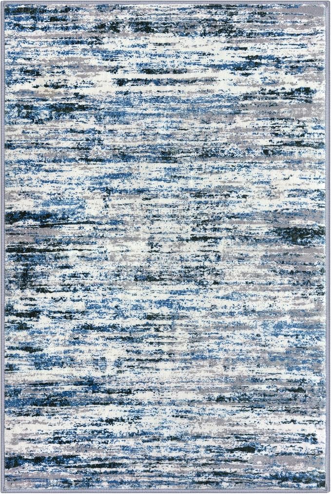 Lansny Modern Abstract 4x6 Living Room Washable Rug Non-Slip Soft Bedroom Area - Image 9