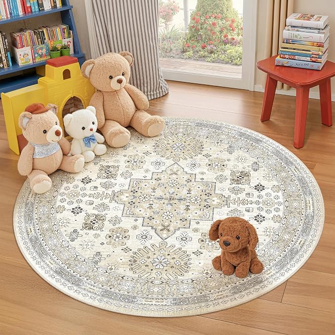 zesthome Washable Round Rug - 5ft Ultra-Thin Circle Area Rugs by Zesthome