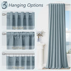 Guken Blue 100% Blackout Linen Curtains 84 Inch Length 2 Panels Set - Image 6