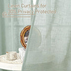 LAMIT 63 Inch Semi Sheer Linen Curtains, Light Filtering Panels Back Tab and - Image 5